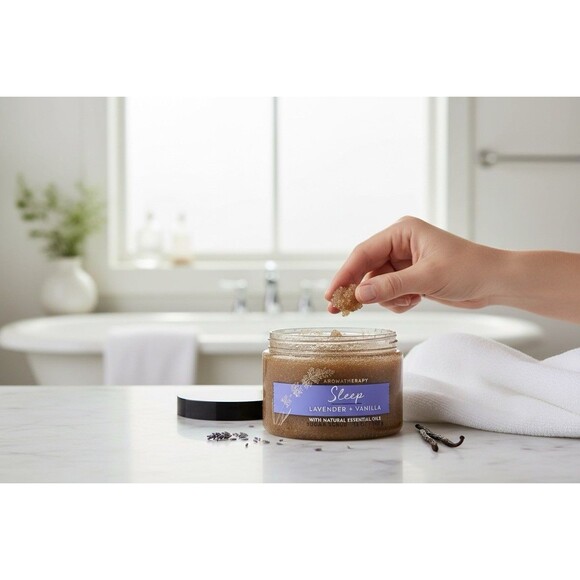 💤 Bath & Body Works Sleep Lavender + Vanilla Aromatherapy Sugar Scrub Bath- New - Picture 2 of 3